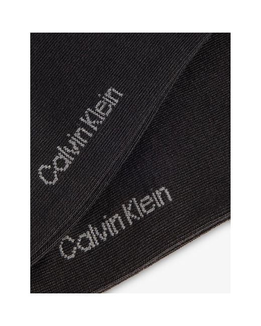 Calvin Klein Black Branded Pack Of Two Woven Ankle Socks