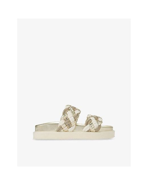 Carvela Kurt Geiger Natural Maiella Flatform Metallic-Weave Sandals