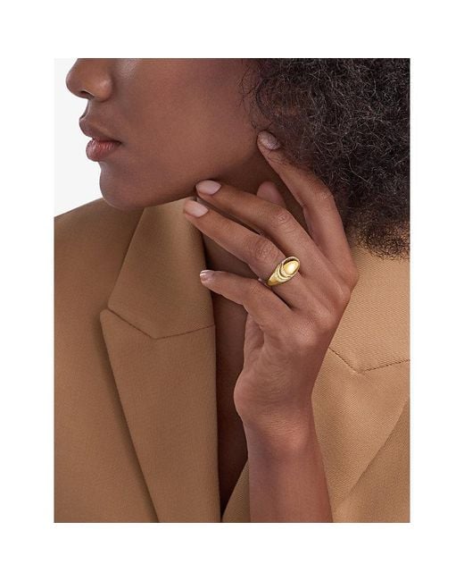 BVLGARI Metallic Cabochon 18Ct- And 0.59Ct Demi Pavé-Diamond Ring