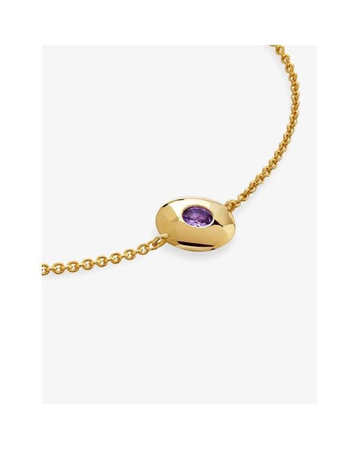 Monica Vinader Metallic February Birthstone 18Ct-Plated Vermeil Sterling- And Amethyst Bracelet