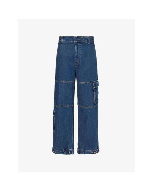 Gucci Blue Cargo Wide-leg Relaxed-fit Jeans for men