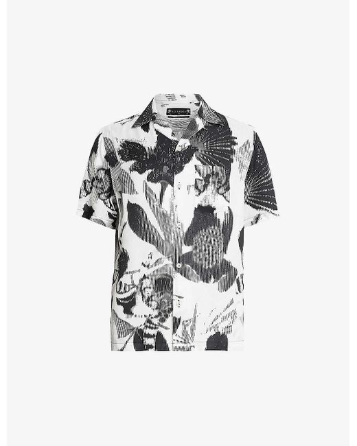 AllSaints White Frequency Floral-print Eco Viscose-blend Shirt X for men