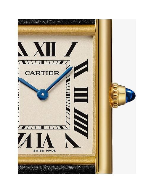 Cartier Black Crwgta0359 Tank Louis Large 18Ct- And Leather Quartz Watch