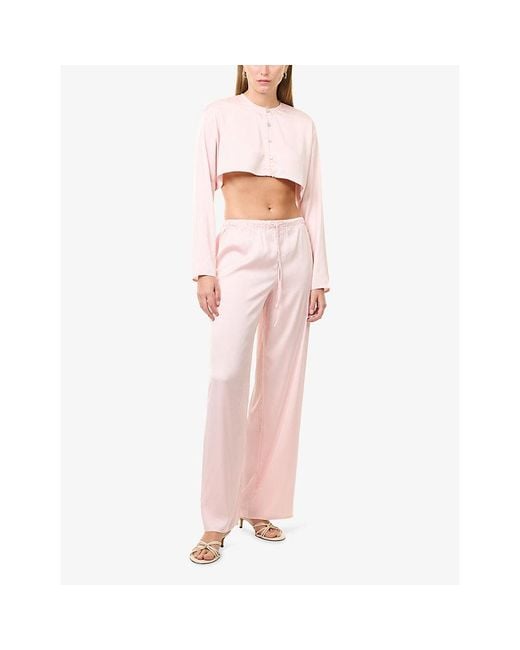 HYPHEN Pink Kenny Wide-Leg Satin Trousers