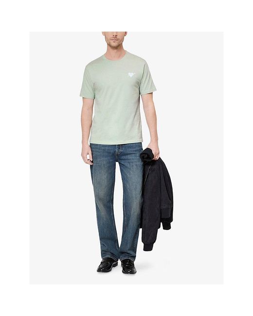 The Kooples Green Logo-Print Short-Sleeve Cotton T-Shirt for men