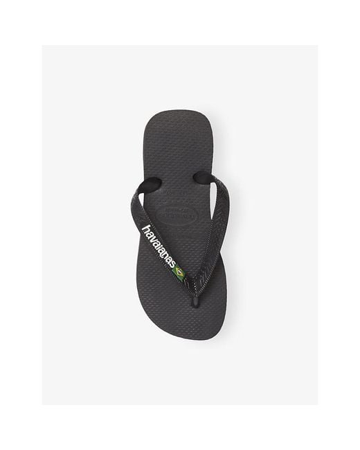 Havaianas Black Brasil-Flag And Logo Rubber Flip Flops