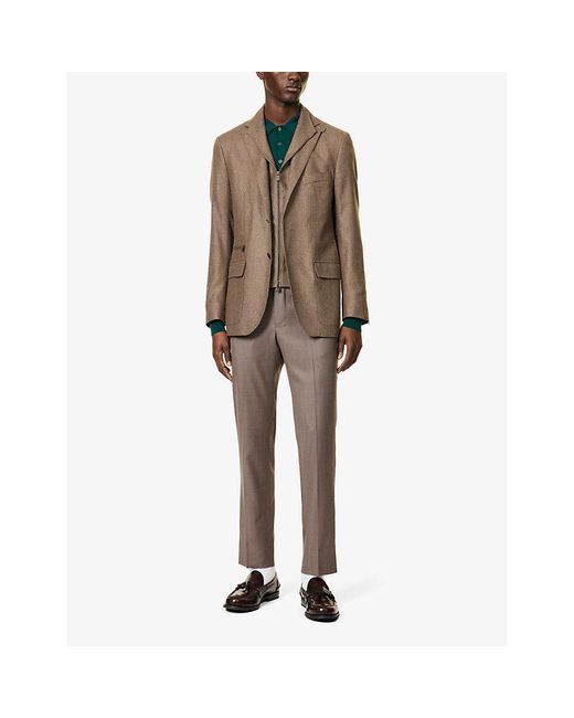 Corneliani Brown Drawstring-waistband Slip-pocket Regular-fit Straight-leg Wool Trousers for men