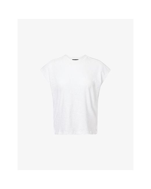 Theory White Bind Boxy-Fit Cotton Top