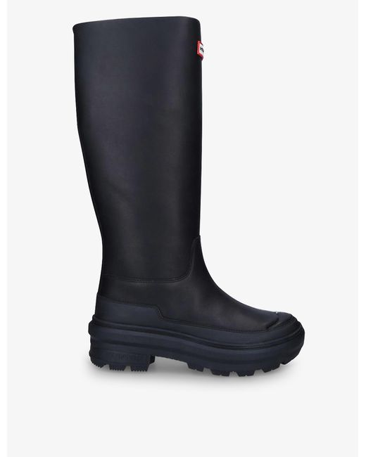 HUNTER X Killing Eve Chasing Tall Leather Boots in Black | Lyst UK
