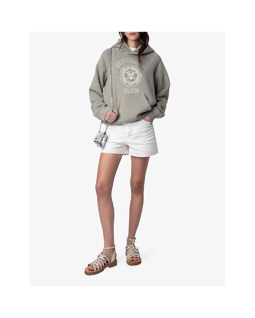 Zadig & Voltaire White Georgy Graphic-print Relaxed-fit Organic-cotton Hoody