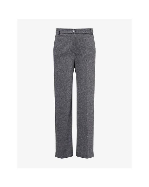 Weekend by Maxmara Gray Straight-Leg Stretch-Cotton Trousers