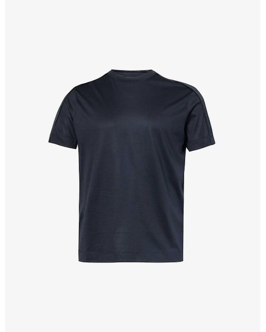 Emporio Armani Blue Blu Vy Brand-tape Regular-fit Jersey T-shirt X for men