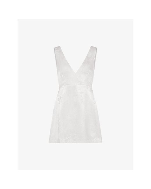 OMNES White Bowlyn Floral-Jacquard Satin Mini Dress