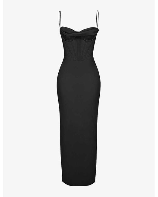 House Of Cb Charmaine Corset Satin Maxi Dress in Black Lyst Canada