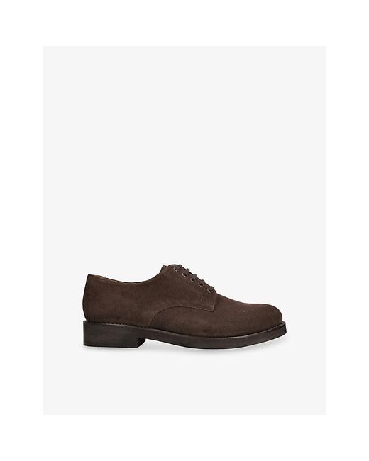 GRENSON Brown Curt Suede Derby Shoes for men