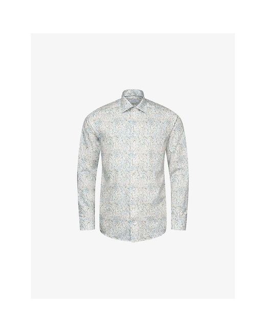 Eton of Sweden Blue Paisley-print Slim-fit Cotton-blend Shirt for men