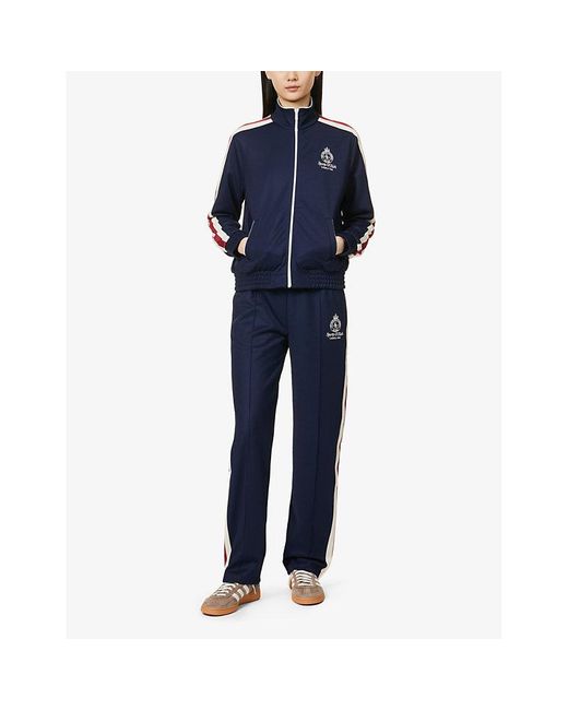 Sporty & Rich Blue Crown Brand-embroidered Woven Jacket