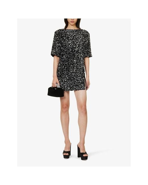 4th & Reckless Black Marca Sequin-embellished Woven Mini Dress