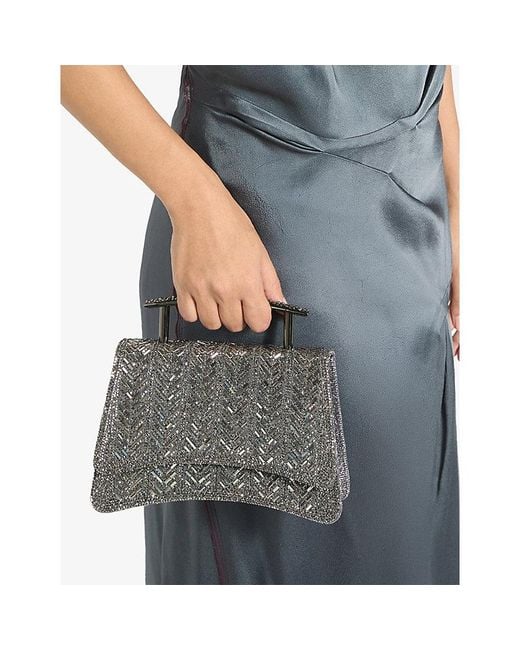 Dune Gray Bedazzle Crystal-Embellished Top-Handle Bag
