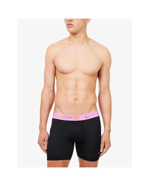 Nike Blue Essential Micro Pack Of Three Jersey Boxer Briefs for men