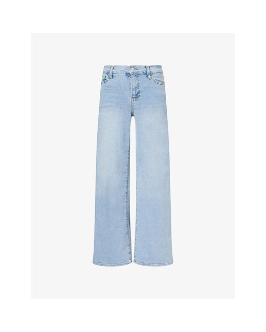 FRAME Blue Le Slim Palazzo Five-Pockets Wide-Leg High-Rise Stretch-Denim Blend Jeans