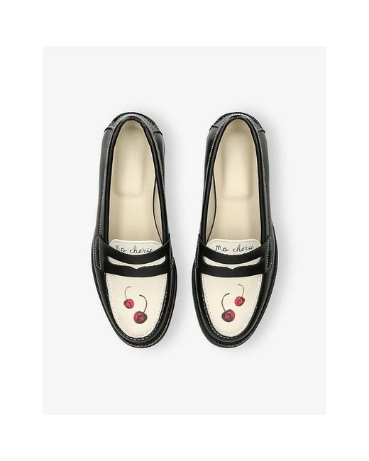 Duke & Dexter Black Wilde Cherry Leather Loafers