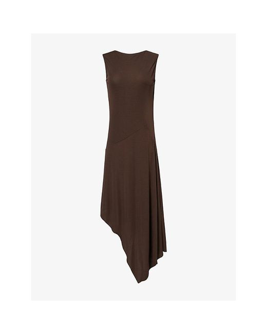 Alaïa Brown Draped Backless Crepe Midi Dress