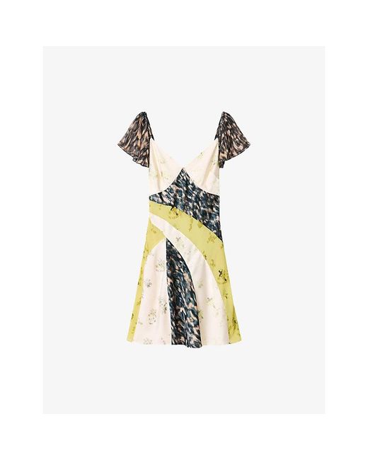 AllSaints Metallic Lala Floral-Print Woven Mini Dress