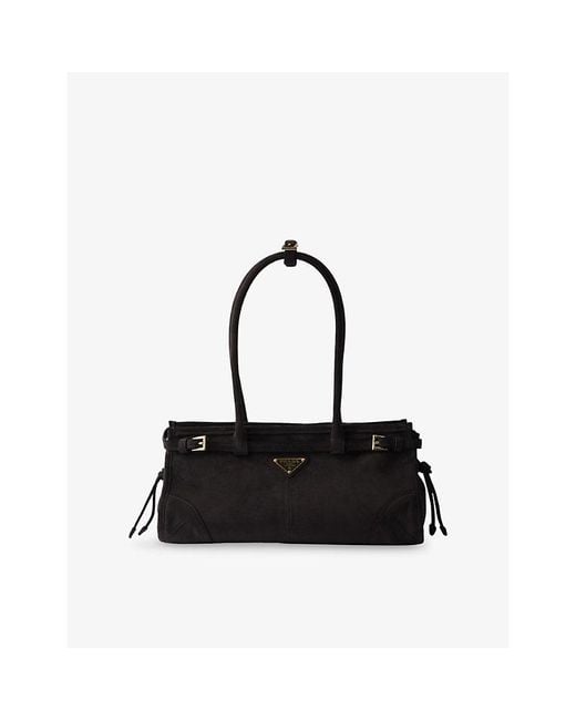 Prada Black Medium Suede Handbag