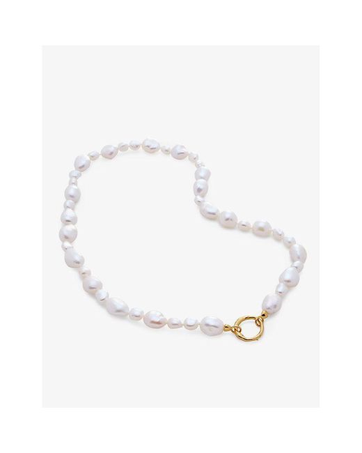Monica Vinader White Nura Supersized-pearl 18ct Gold-plated Vermeil Sterling-silver Necklace