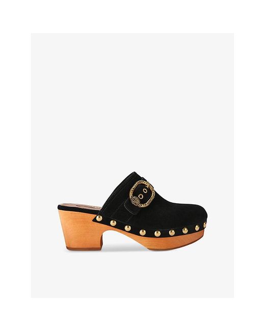 Kurt Geiger Black Mayfair Crystal-Embellished Suede Heeled Clogs