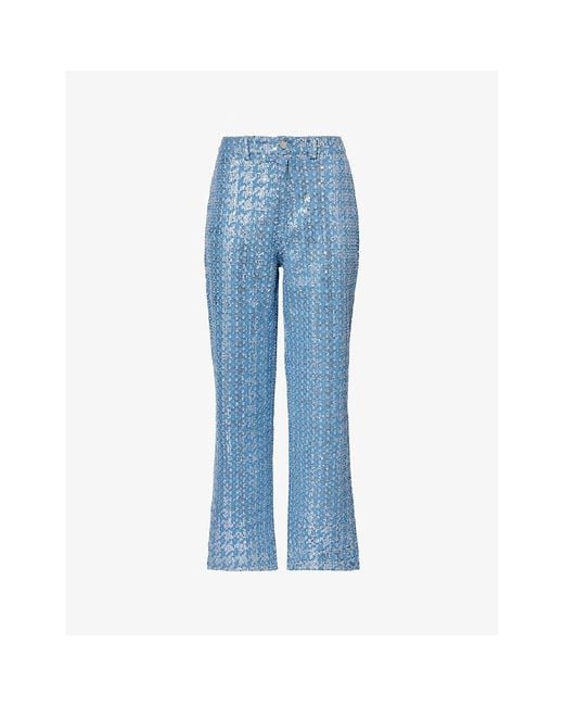 Amy Lynn Blue Bambi Sequin-embellished Straight-leg Mid-rise Jeans