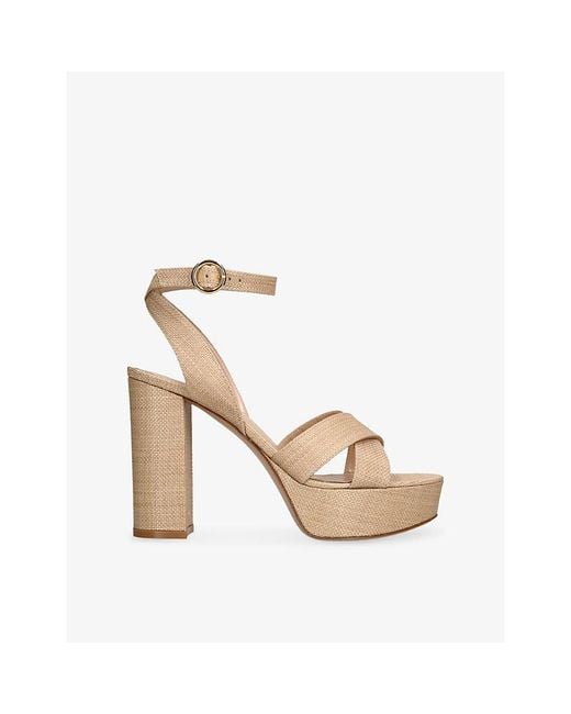 Gianvito Rossi Metallic Sabrina Heeled Woven Sandals