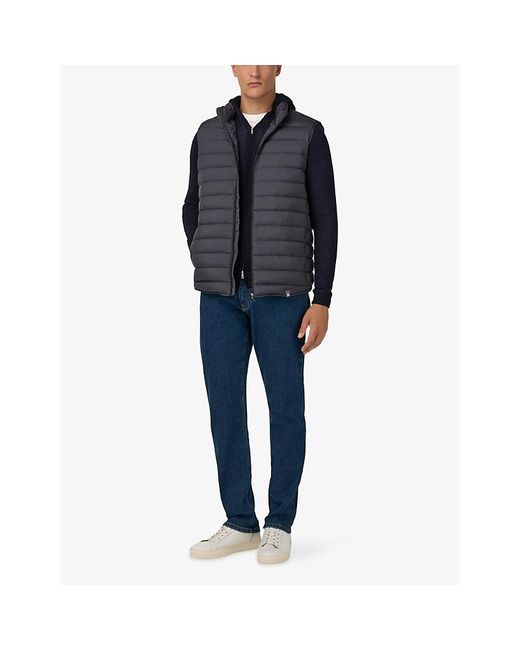Boggi Blue Quilted Funnel-Neck Shell Gilet for men