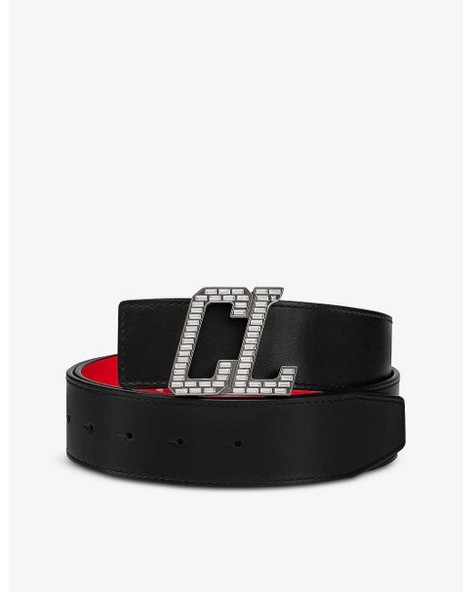 Christian Louboutin Rui Logo-buckle Leather Belt in Black for Men | Lyst