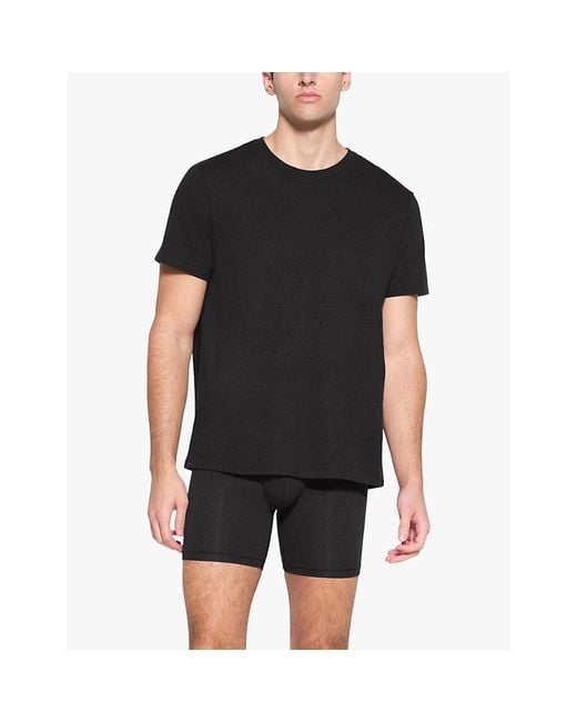 Skims Black Crewneck Short-Sleeve Cotton-Jersey T-Shirt Xxxl for men