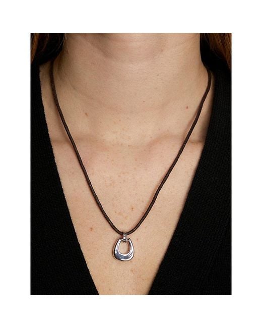 Astrid & Miyu Metallic Horseshoe Hardware Pendant-Plated Brass Cord Necklace