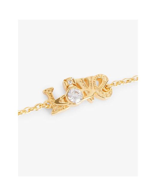 Vivienne Westwood White Erica Orb-embellished Gold-plated 925 Sterling Silver And Cubic Zirconia Bracelet