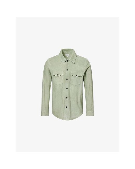 Paul Smith Green Classic Collar Suede Overshirt for men