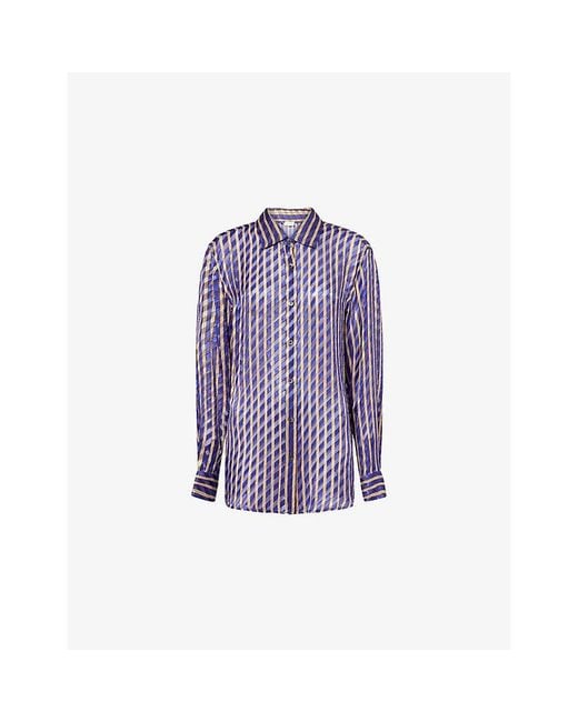 Dries Van Noten Purple Striped Long-Sleeves Woven Shirt