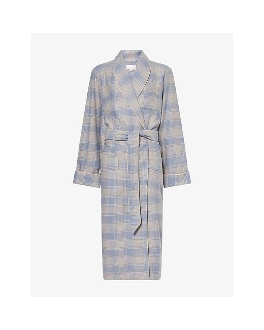 Derek Rose Gray Kelburn Cotton Robe for men