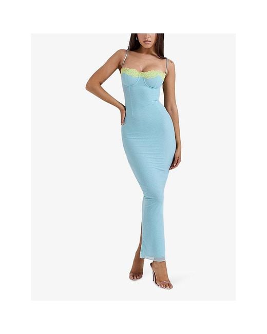 prom dresses blue ombre Lace-Corset Long Ombre Prom Dress with Ruffles– PromGirl main image 0