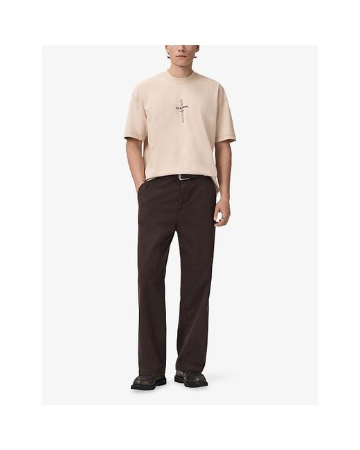 AllSaints Natural Knox Logo-Print Short-Sleeve Cotton T-Shirt for men