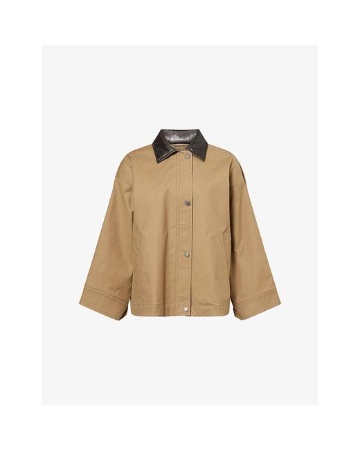 Weekend by Maxmara Natural Dorema Contrast-Collar Cotton Blend Jacket