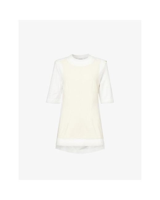 Sportmax White Ululo Contrast-panel Cotton-jersey T-shirt