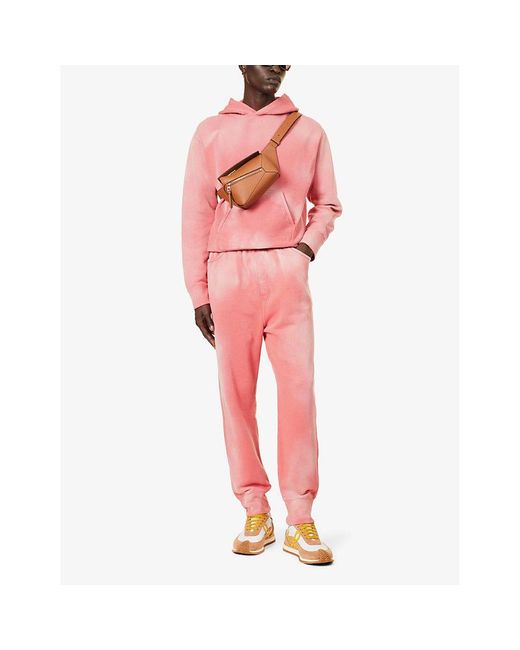 Loewe Pink Faded-wash Brand-embroidered Cotton-jersey jogging Bottoms for men