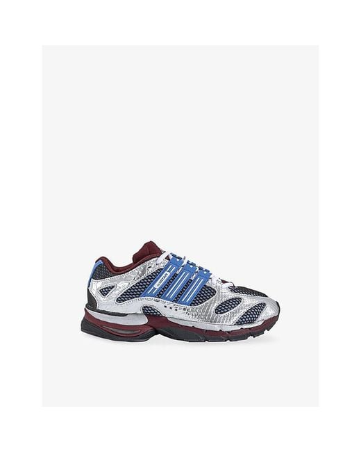 Adidas Blue Adistar Mesh And Faux-Leather Trainers for men