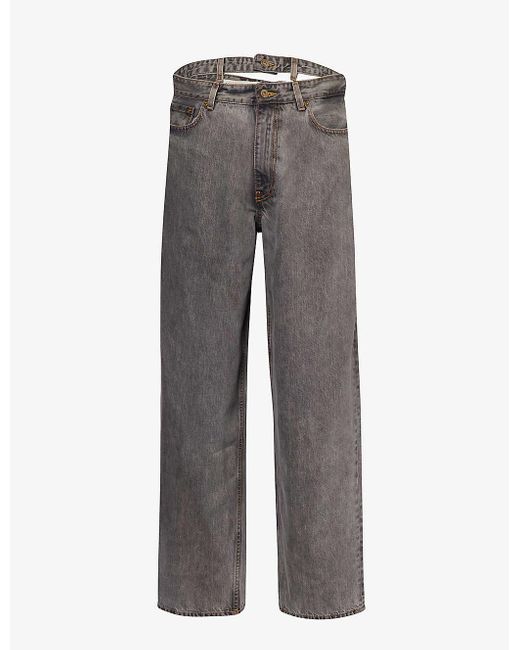Y. Project Gray Evergreen-waist Wide-leg Organic-denim Jeans for men