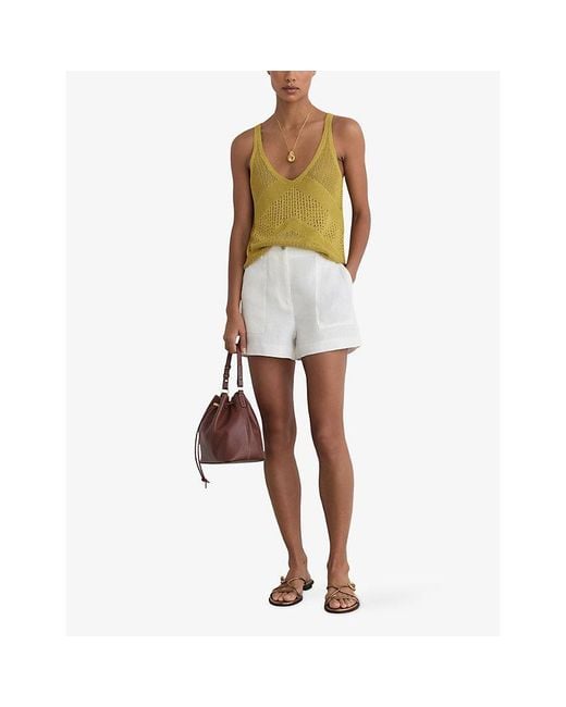 Reiss Yellow Hester Scoop-Neck Knitted Vest Top