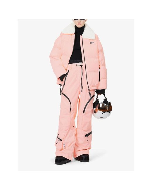 P.E Nation Pink Saroma Wide-leg Mid-rise Recycled-polyester Ski Trouser